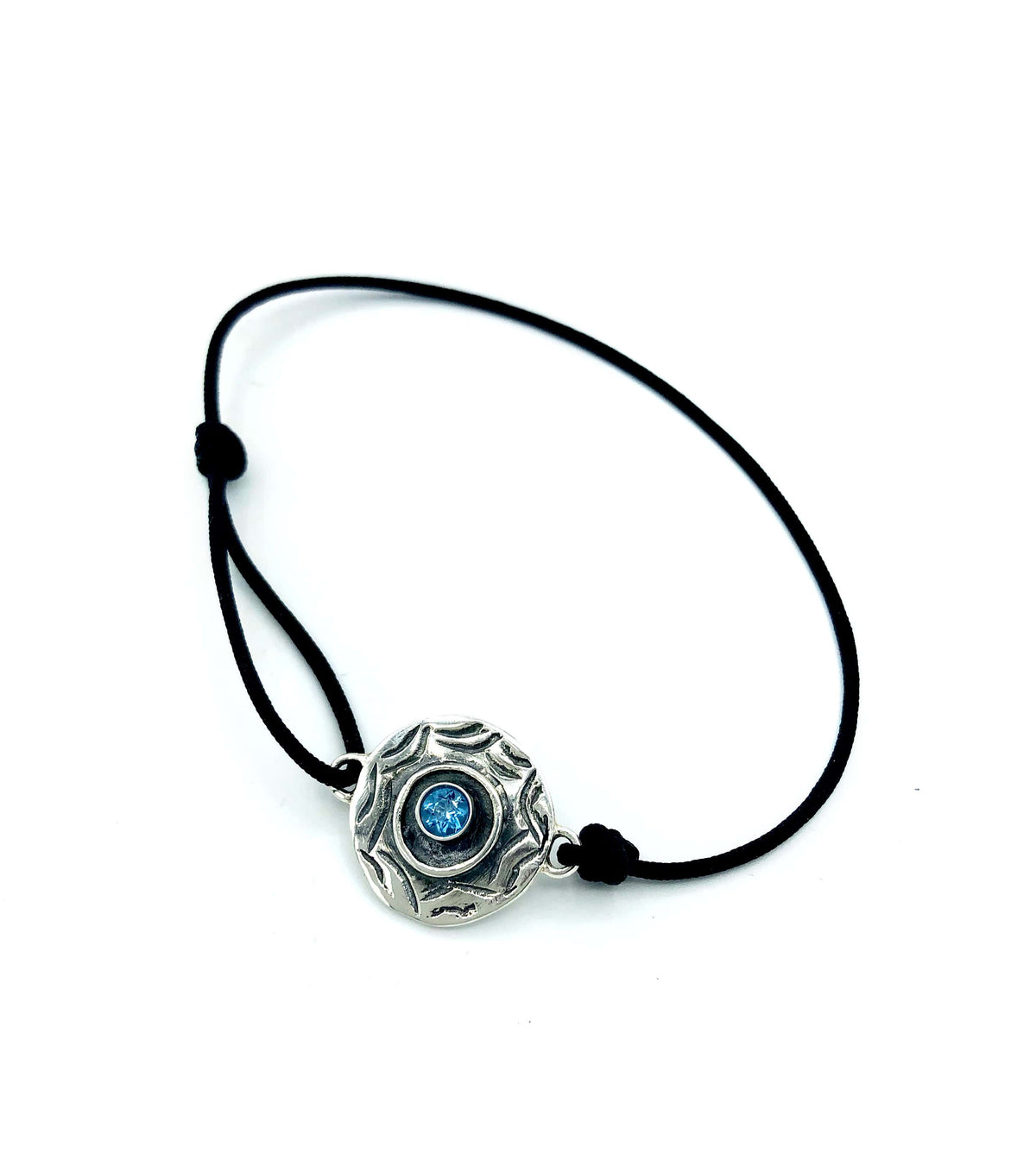 Evil eye bracelet, blue topaz stone, evil eye circle bracelet 