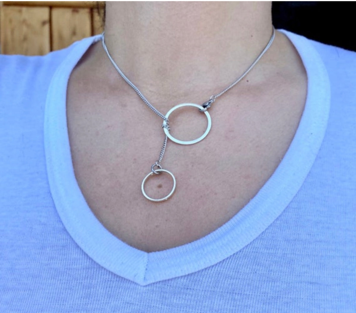 Double circle lariat necklace women’s fashion necklace