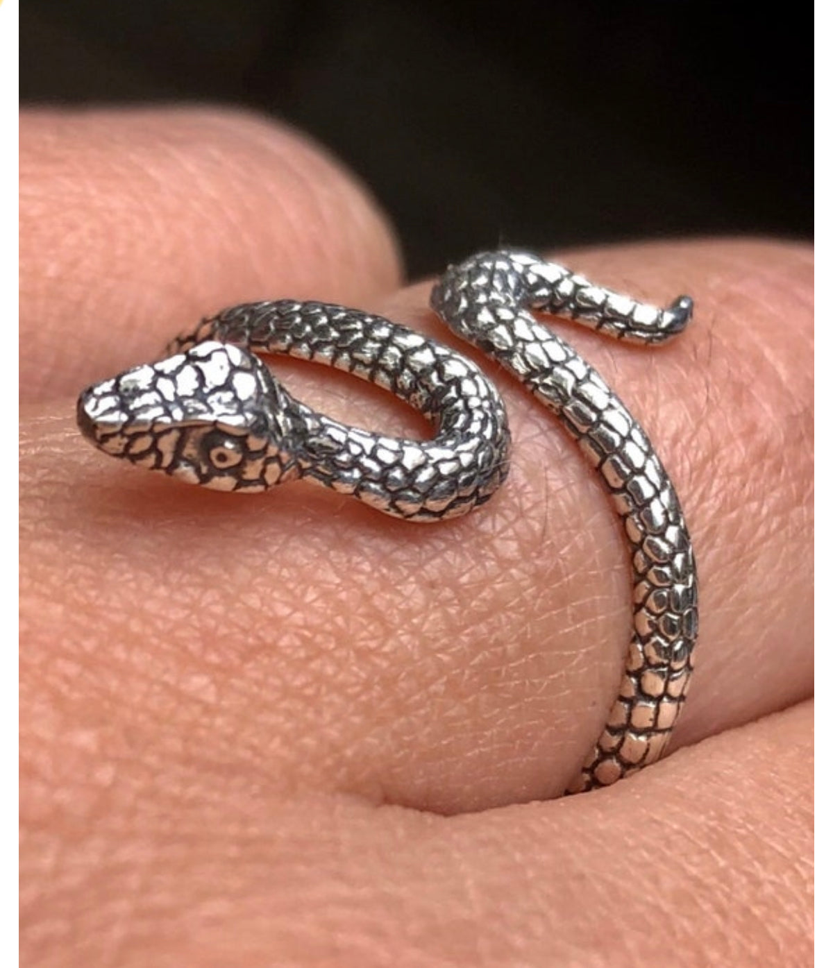 Silver snake ring oxidized
