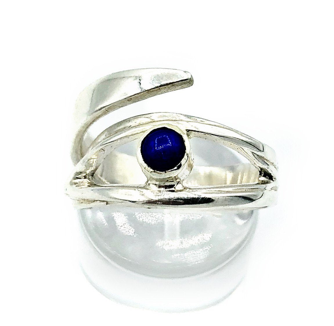 blue lapis silver ring, eye ring, blue stone ring, blue lapis ring 