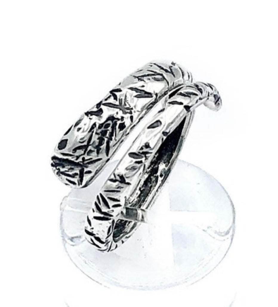 silver handmade textured ring