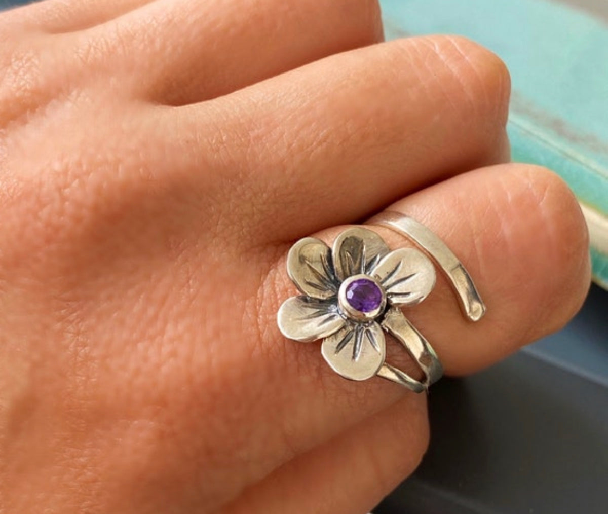 amethyst flower ring