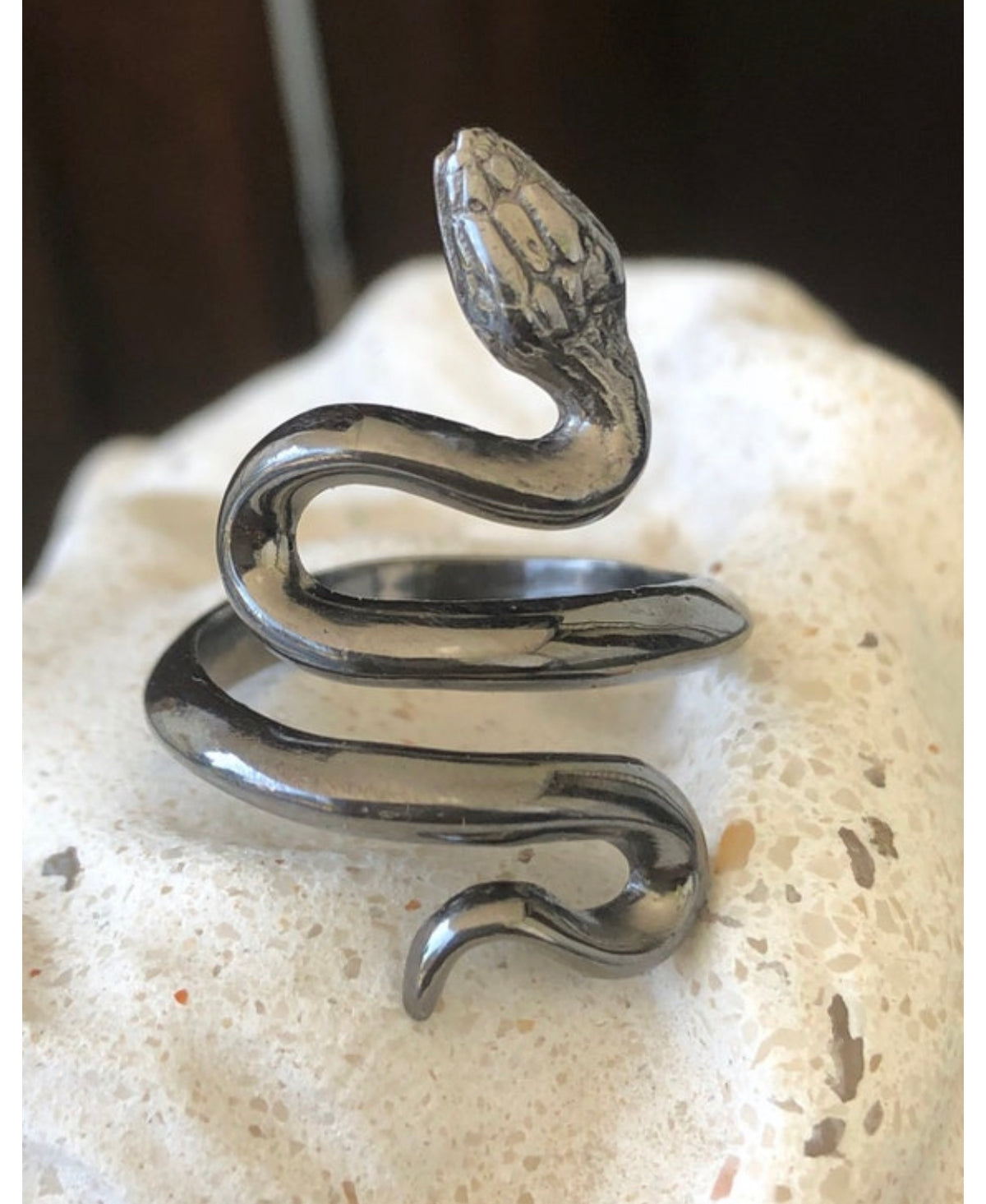 Black snake ring silver