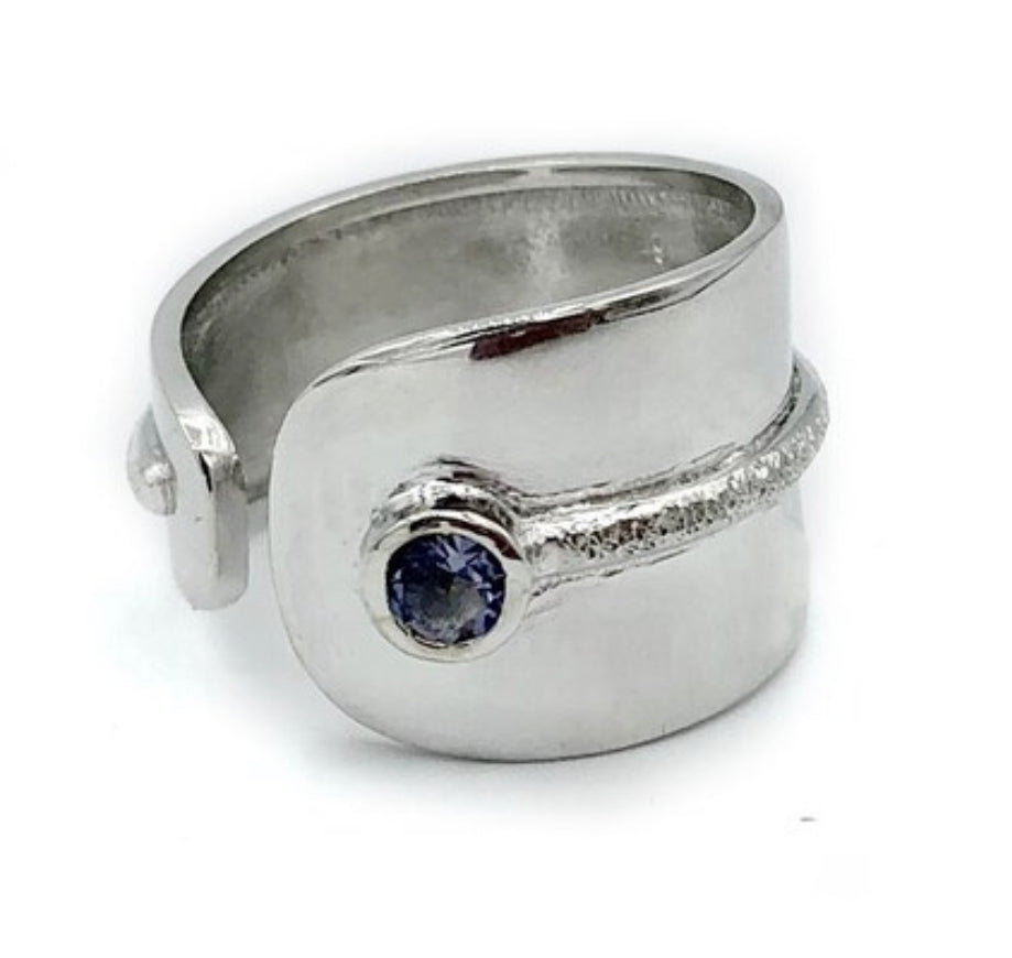 blue iolite silver ring - Santorini ring