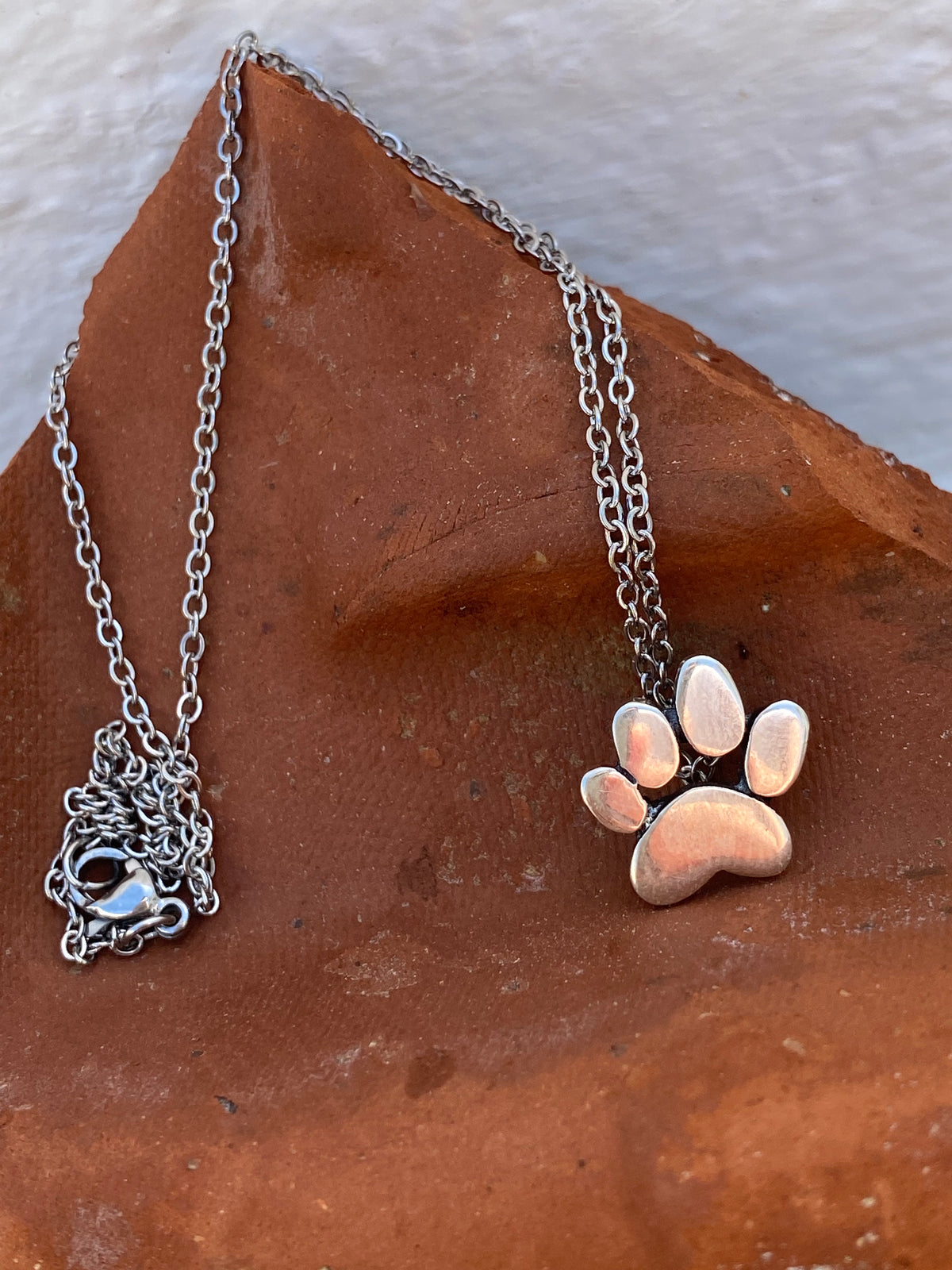 dog paw silver small necklace