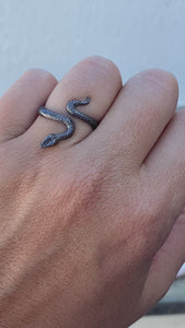 black snake ring, adjustable black snake ring