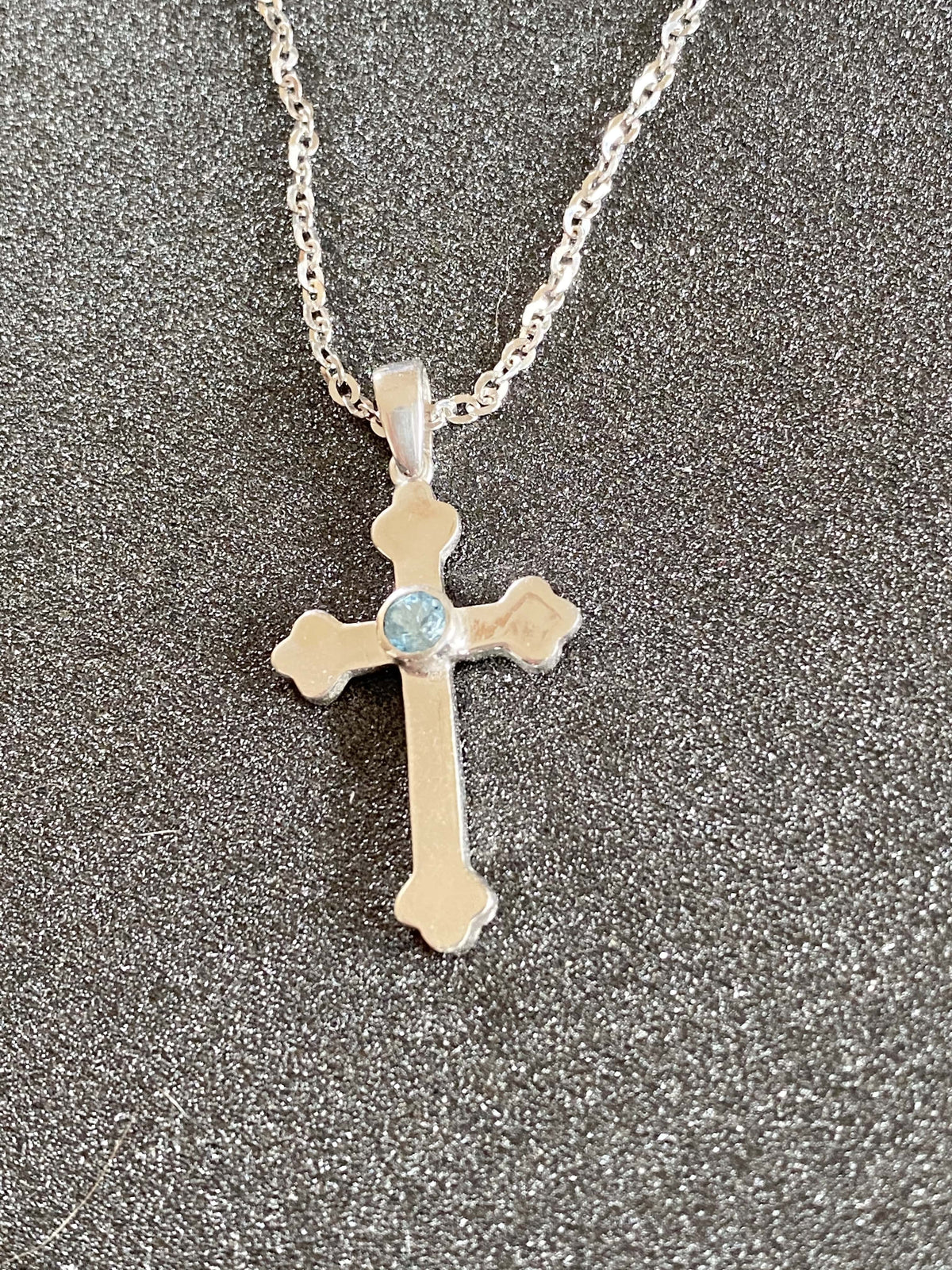 Silver cross blue stone, silver cross, Byzantine silver cross 