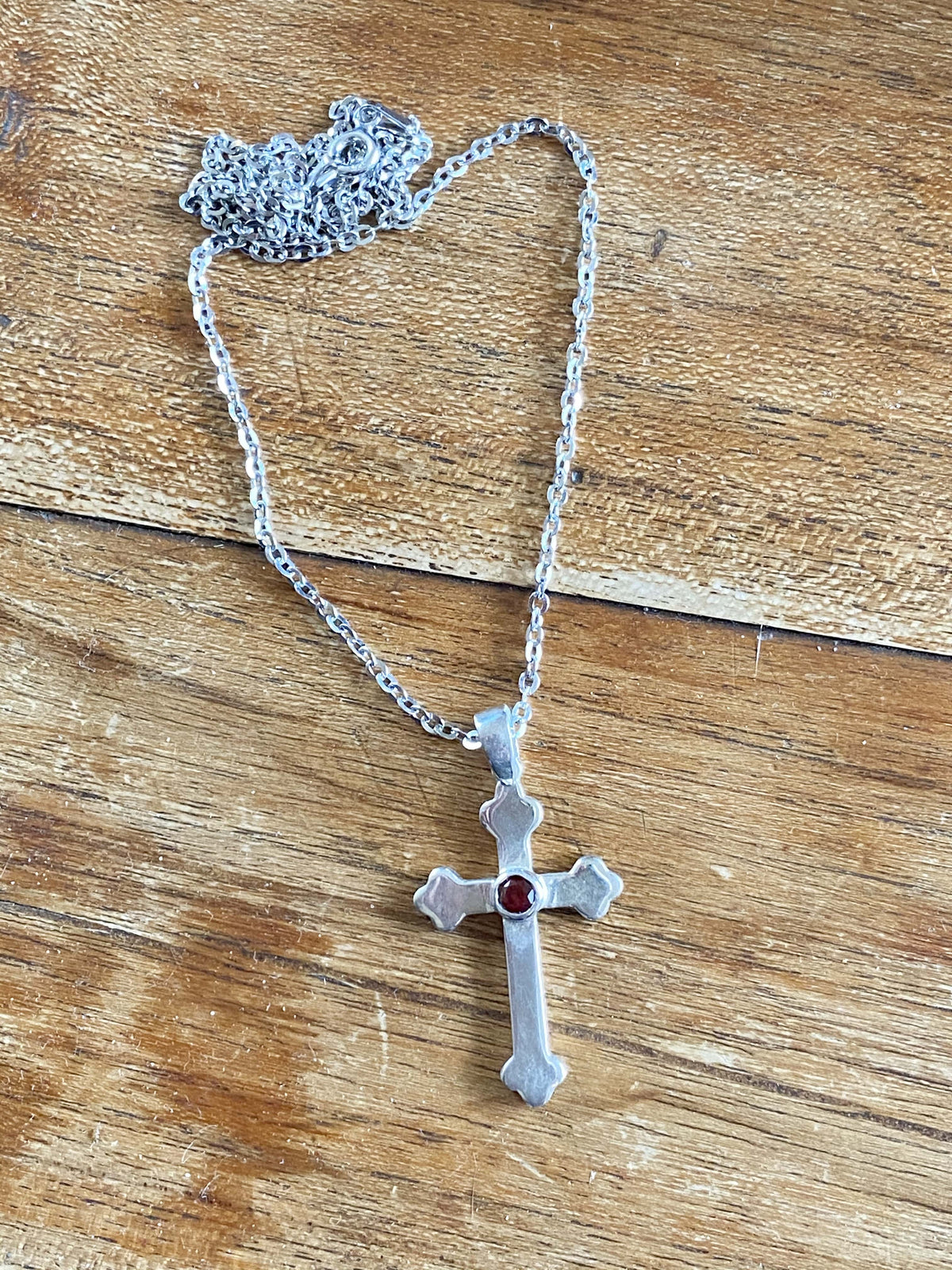  Byzantine silver cross  red gemstone