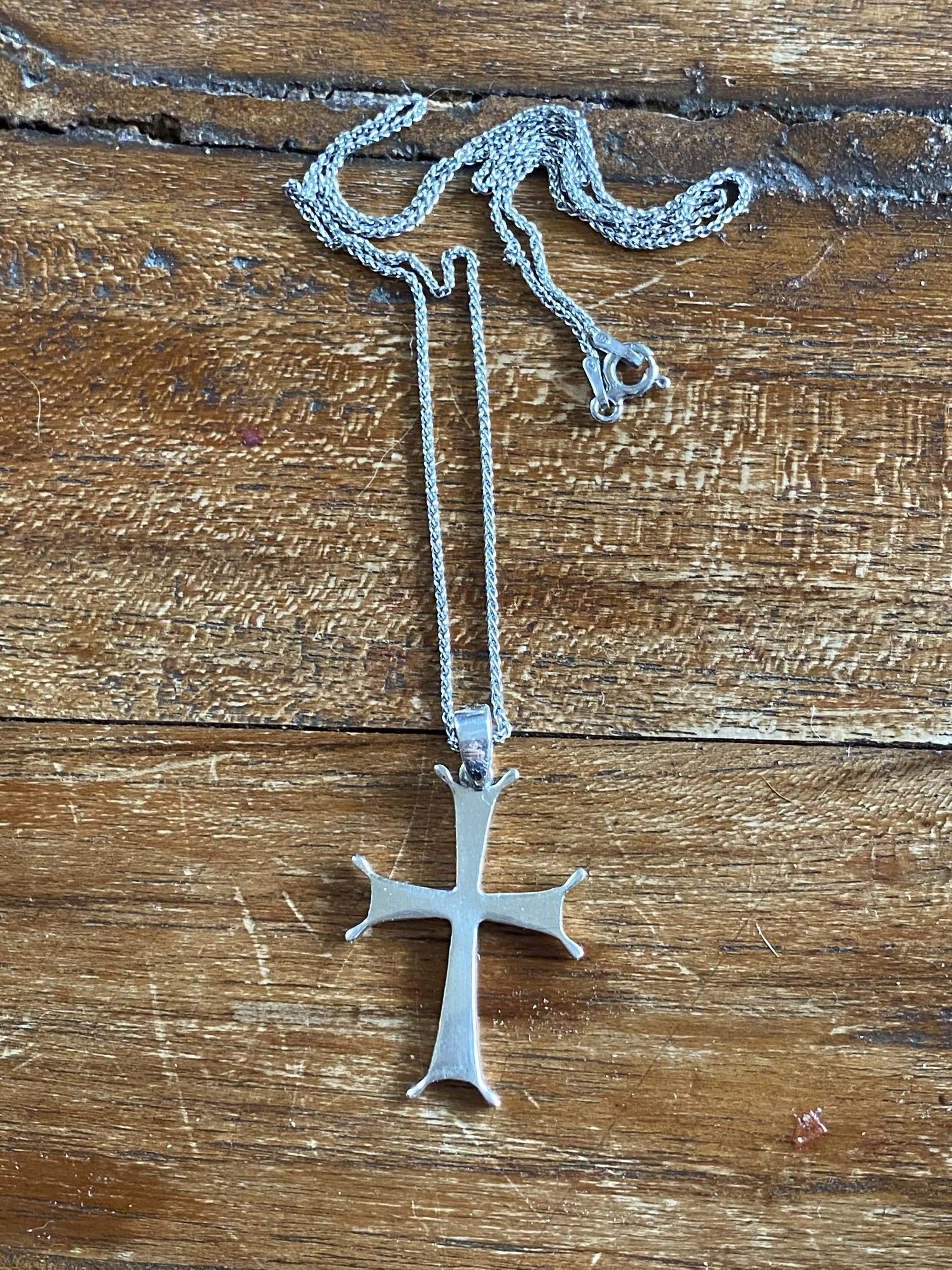 Silver cross pendant, silver cross, Byzantine silver cross 