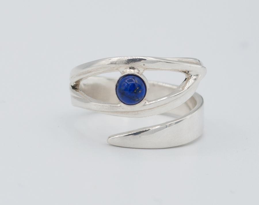 blue lapis silver ring, eye ring, blue stone ring, blue lapis ring 