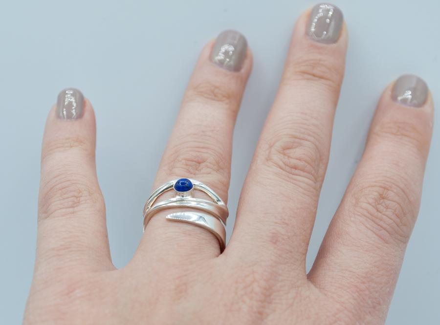 blue lapis silver ring, eye ring, blue stone ring, blue lapis ring 