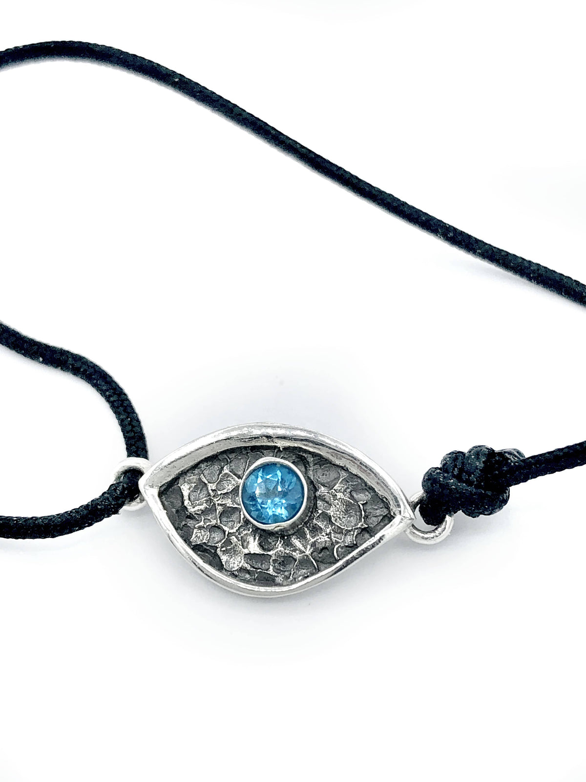 Evil eye bracelet, blue topaz stone, small evil eye bracelet 