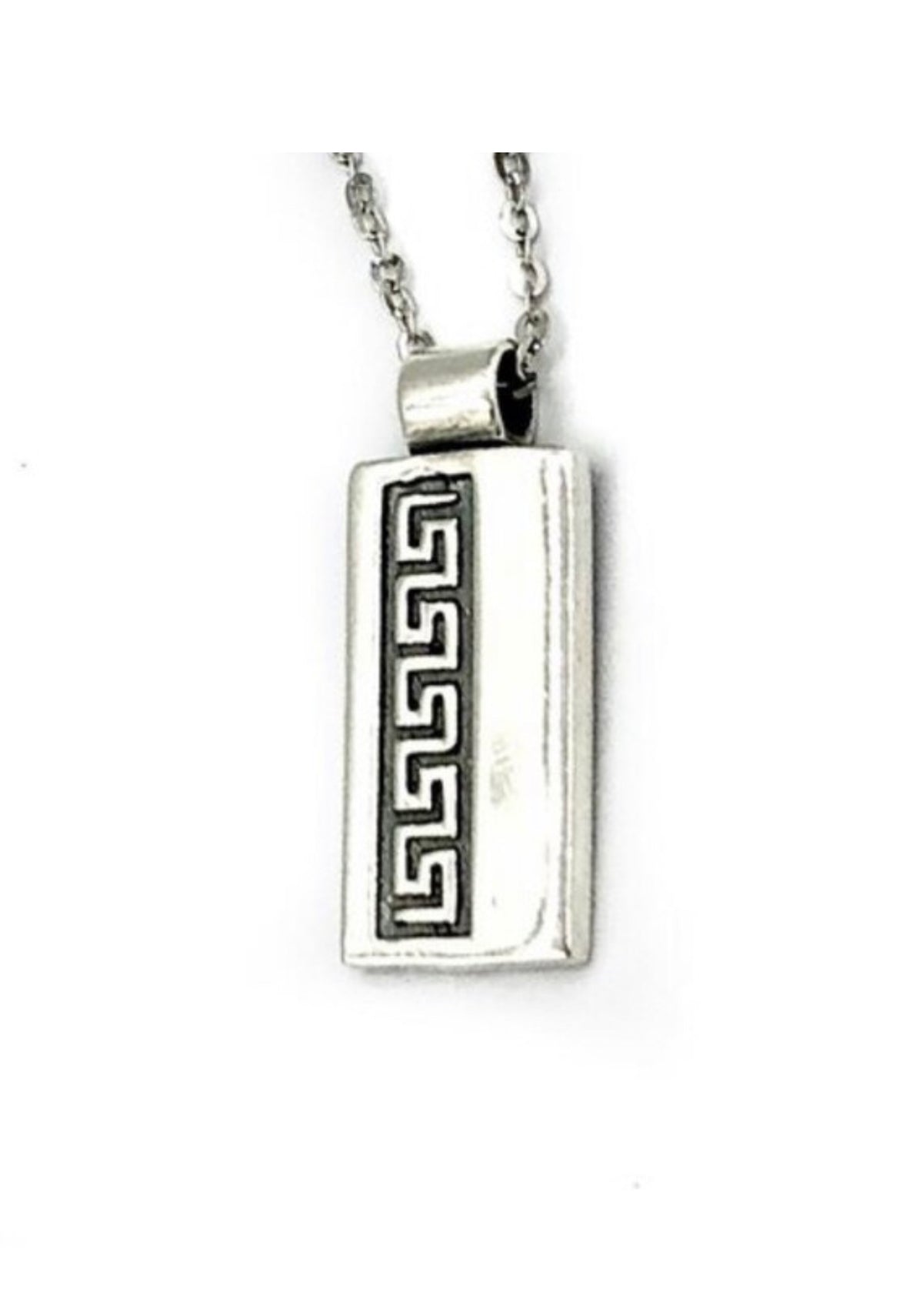 silver greek key necklace minimal