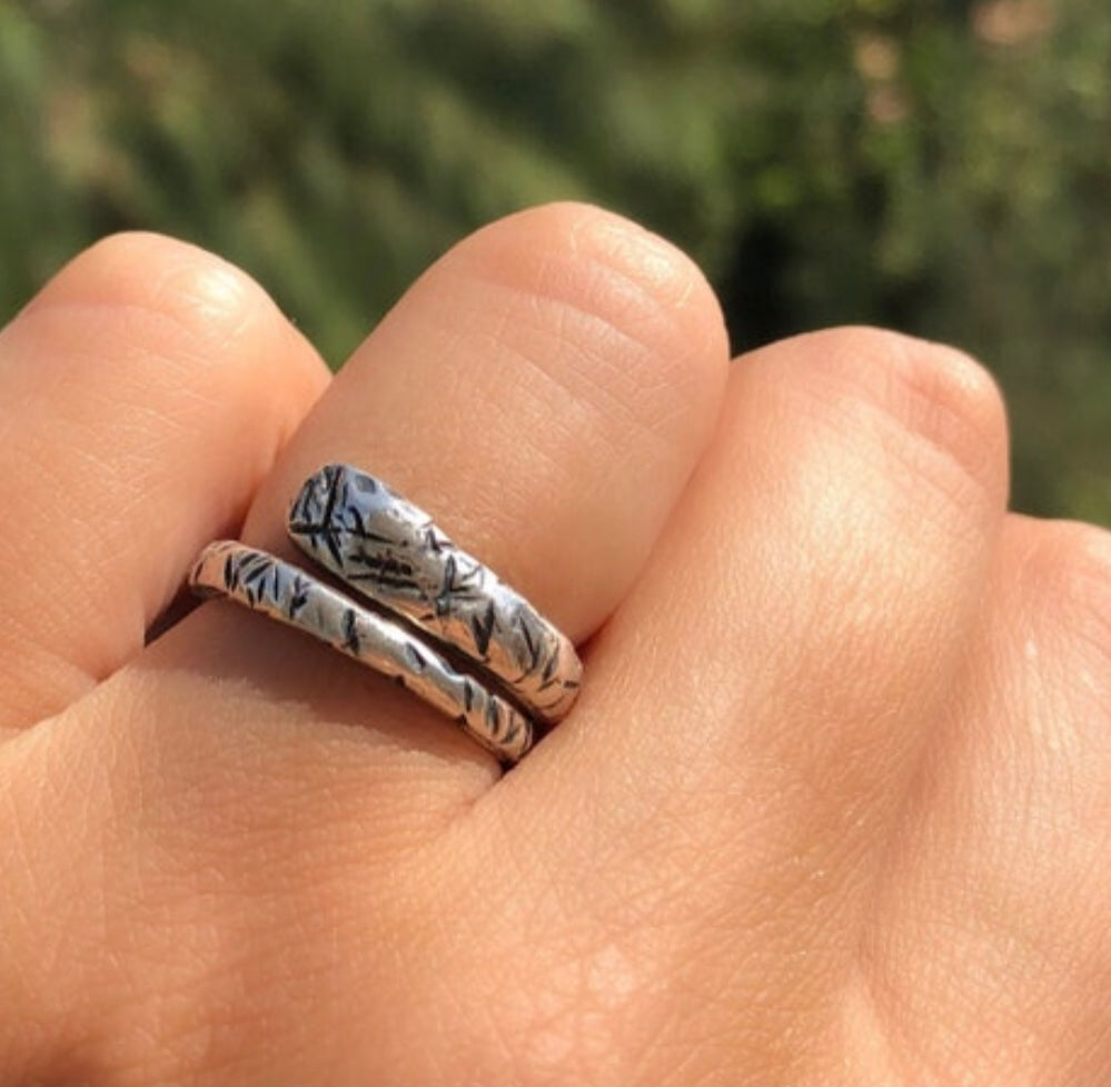 silver handmade textured ring