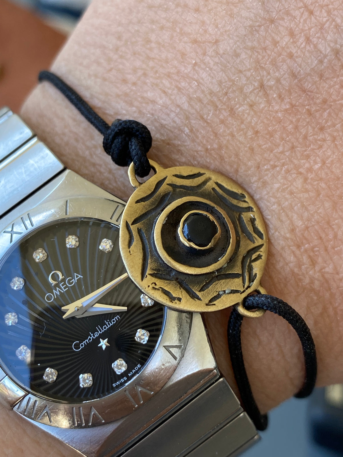 evil eye bracelet with black gemstone