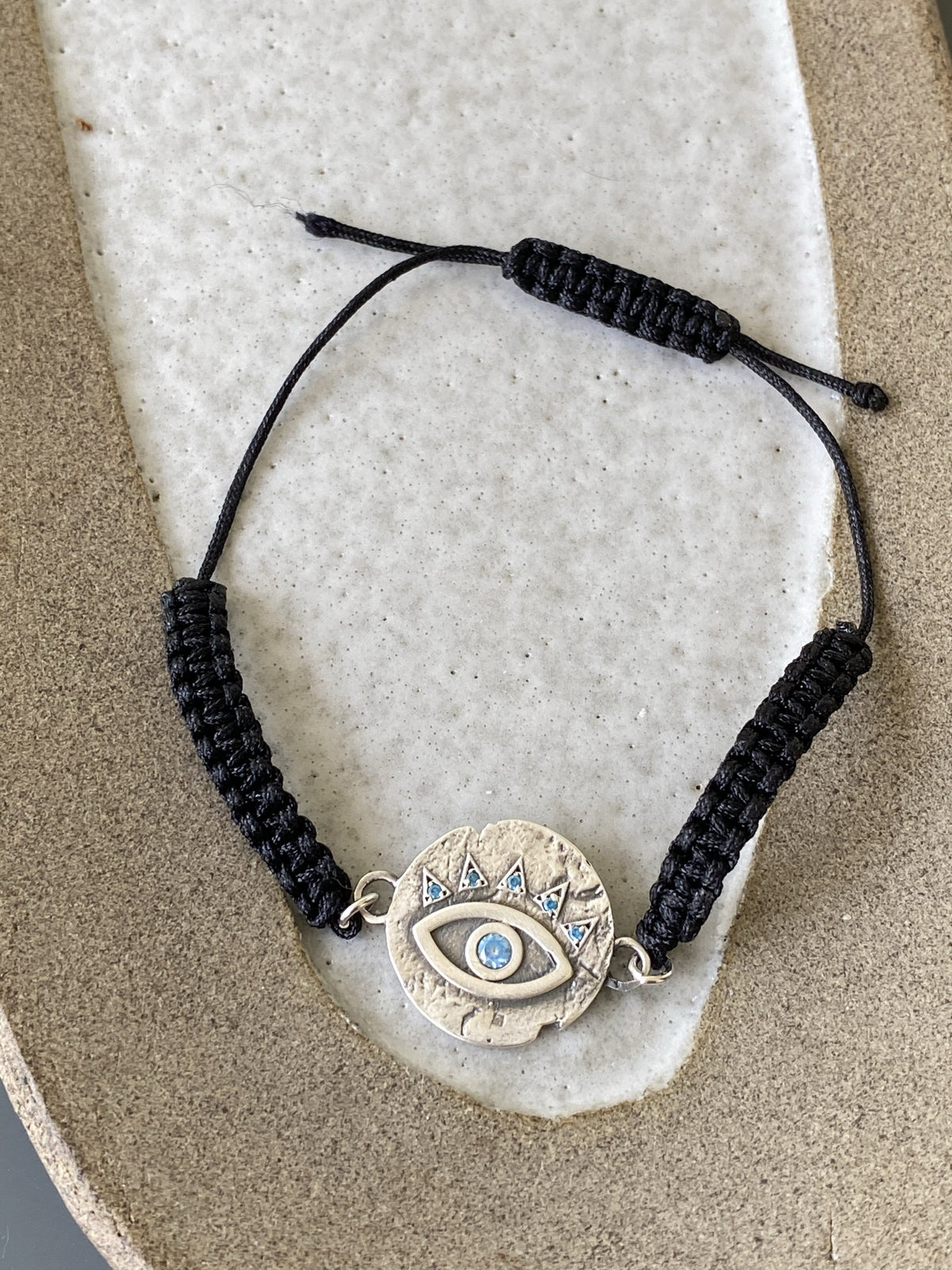 Evil eye bracelet, blue gemstone evil eye bracelet silver 