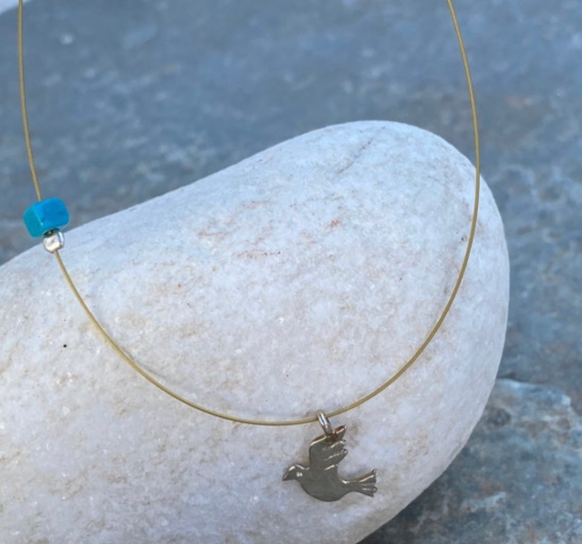dove necklace silver wire chain, silver bird necklace