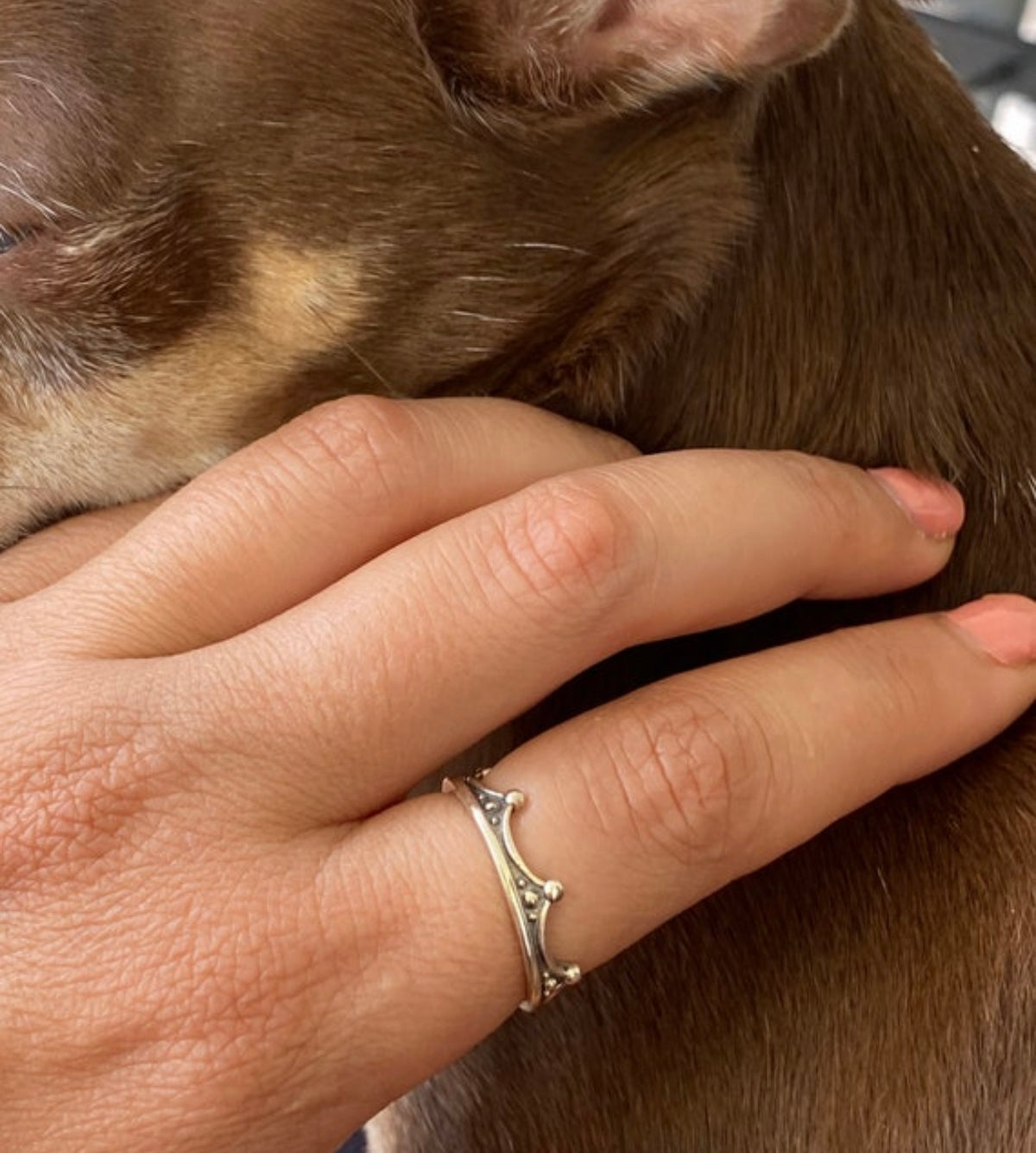 black and silver crown ring, tiny crown ring