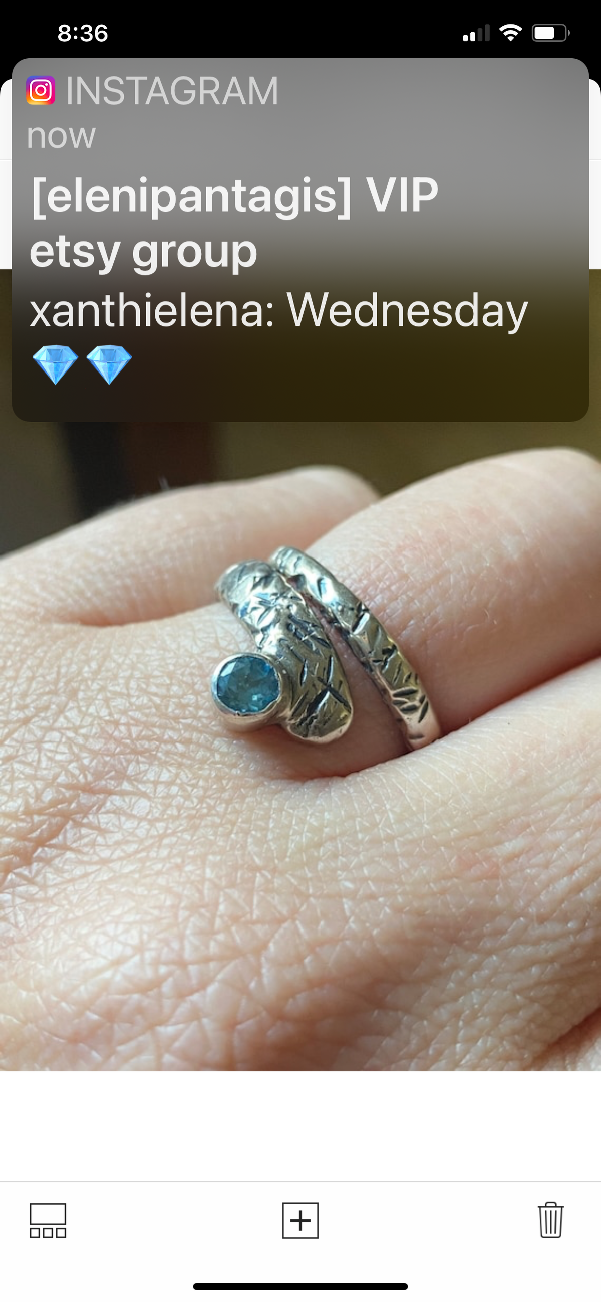 silver spiral ring, blue topaz ring