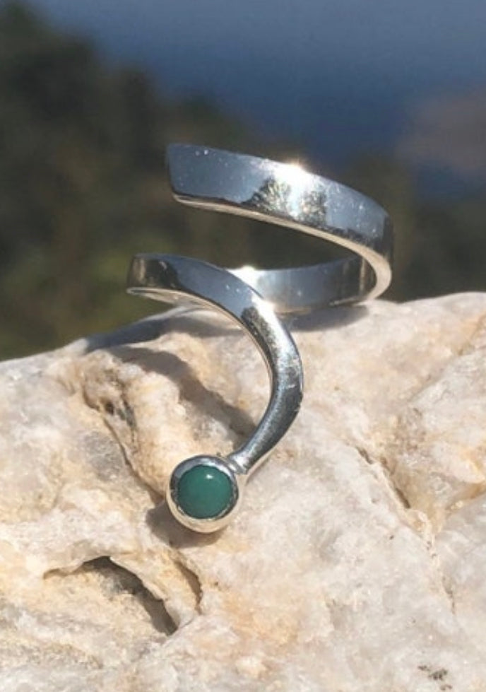 turquoise silver ring open ring adjustable