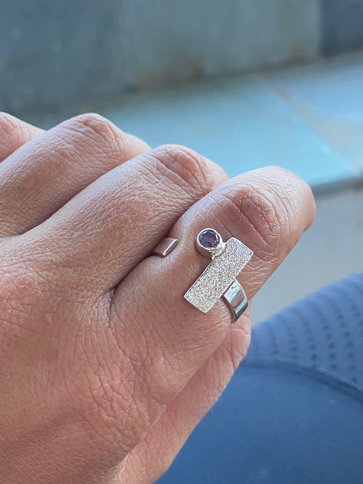 amethyst ring silver adjustable
