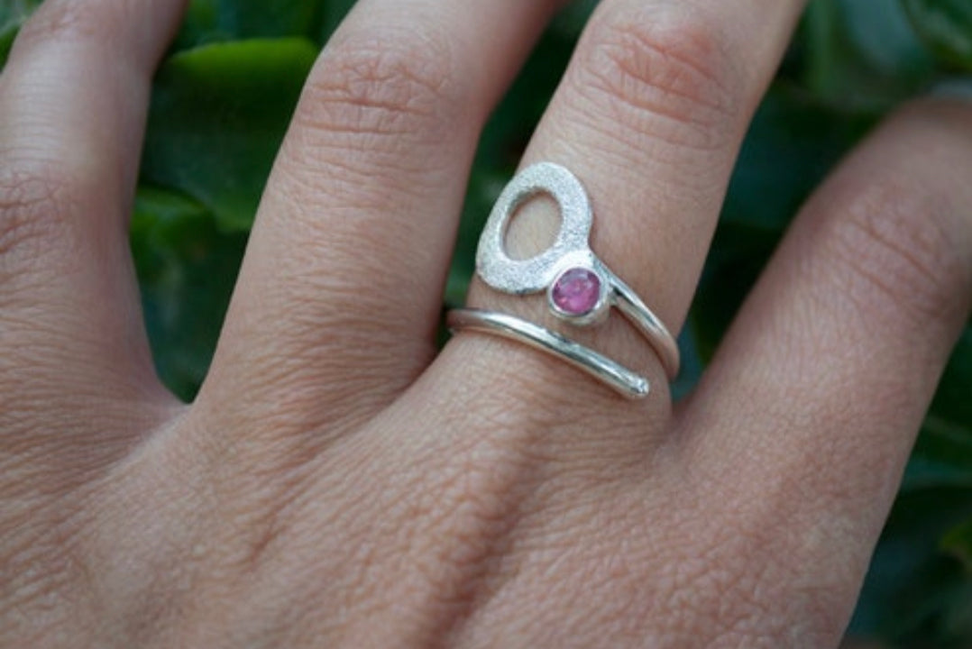 circle ring pink tourmaline ring