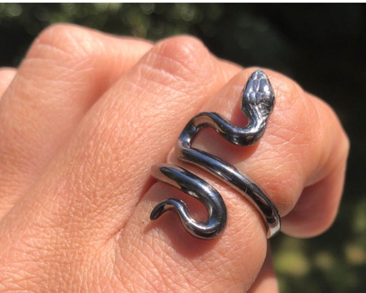 Black snake ring silver