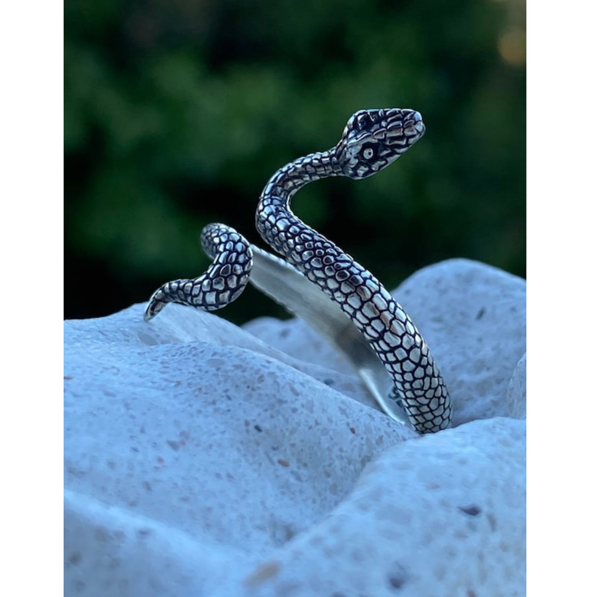 Silver snake ring oxidized