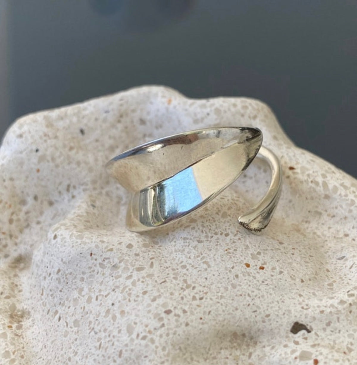 olive leaf ring silver adjustable - greek ring