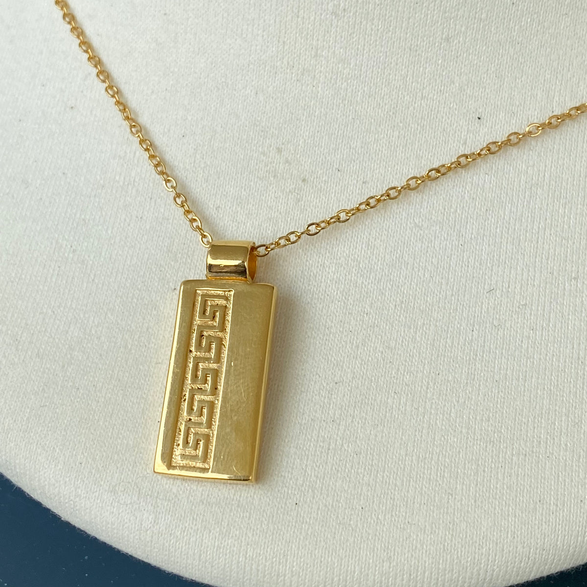 rectangle necklace gold greek key necklace minimal
