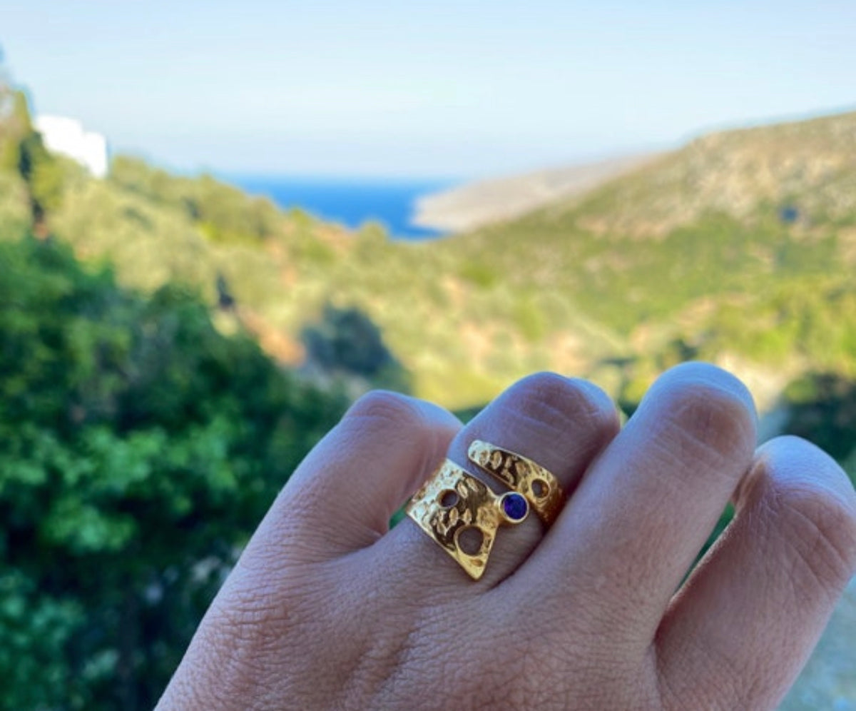 amethyst ring gold wide ring