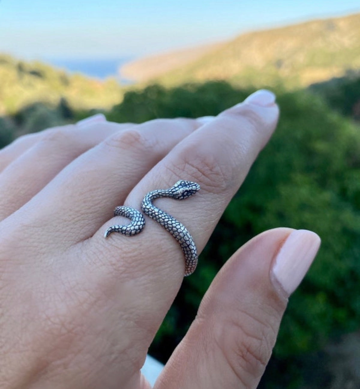 Silver snake ring oxidized