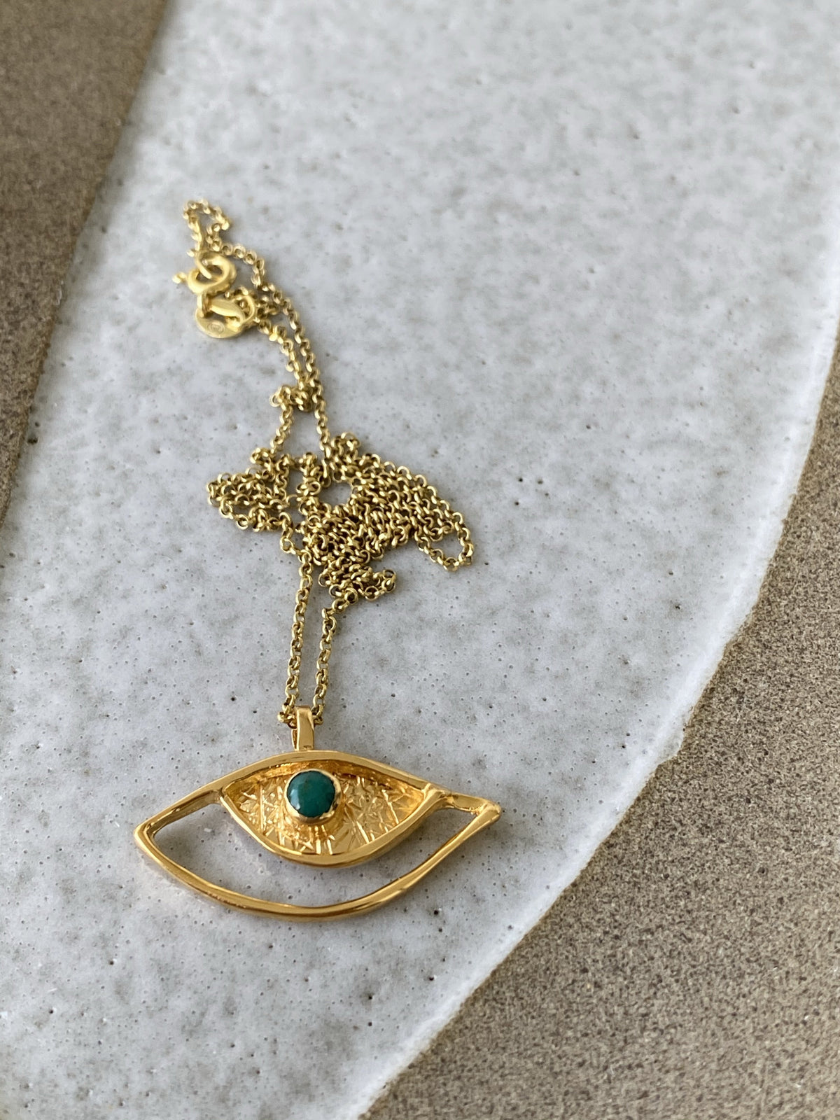 Evil eye necklace, evil eye with turquoise gemstone