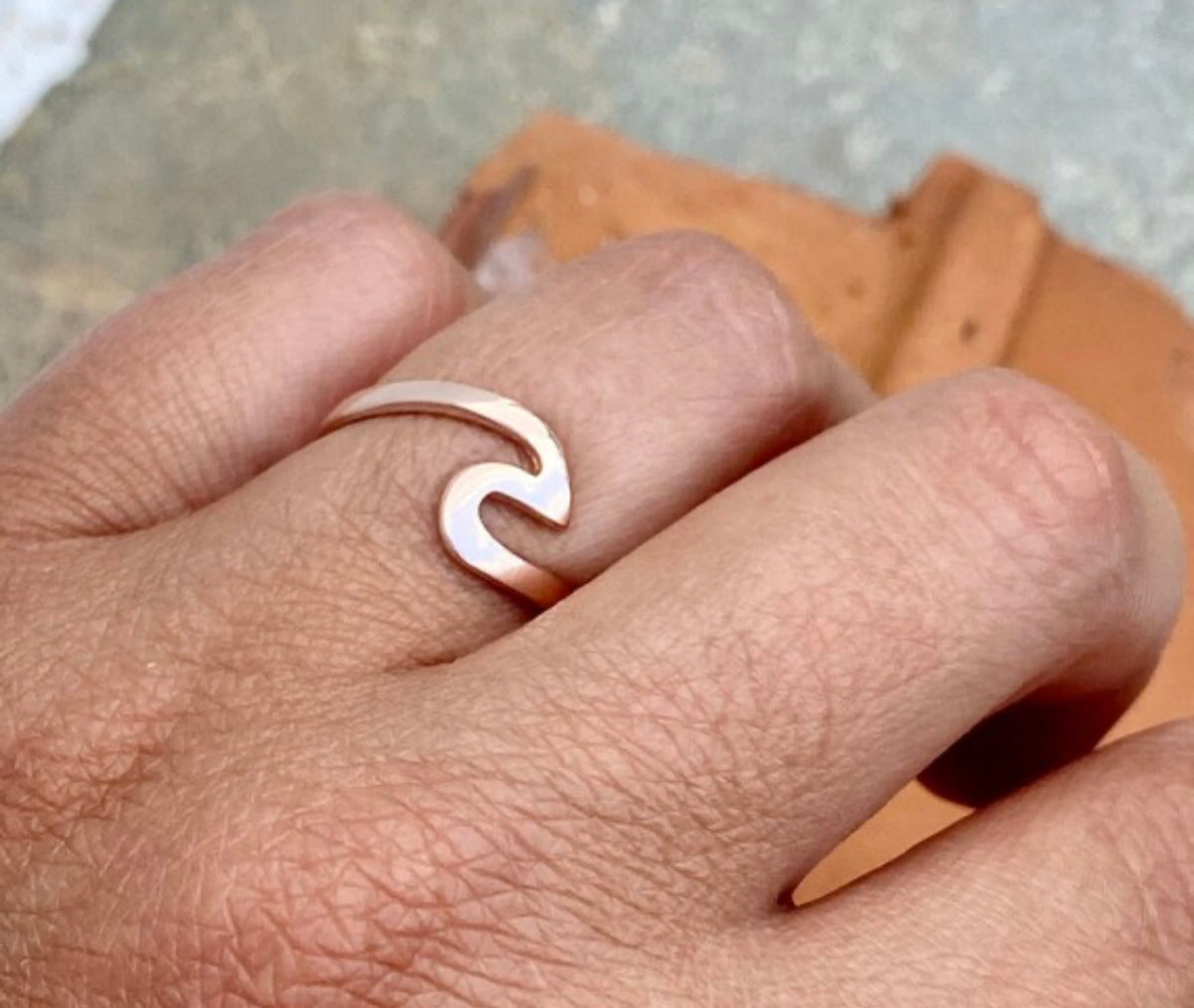 ocean wave ring, rose gold ring