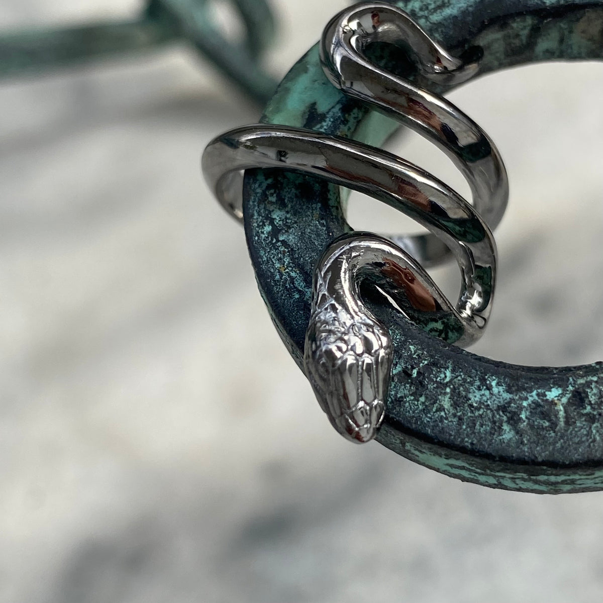 Black snake ring silver