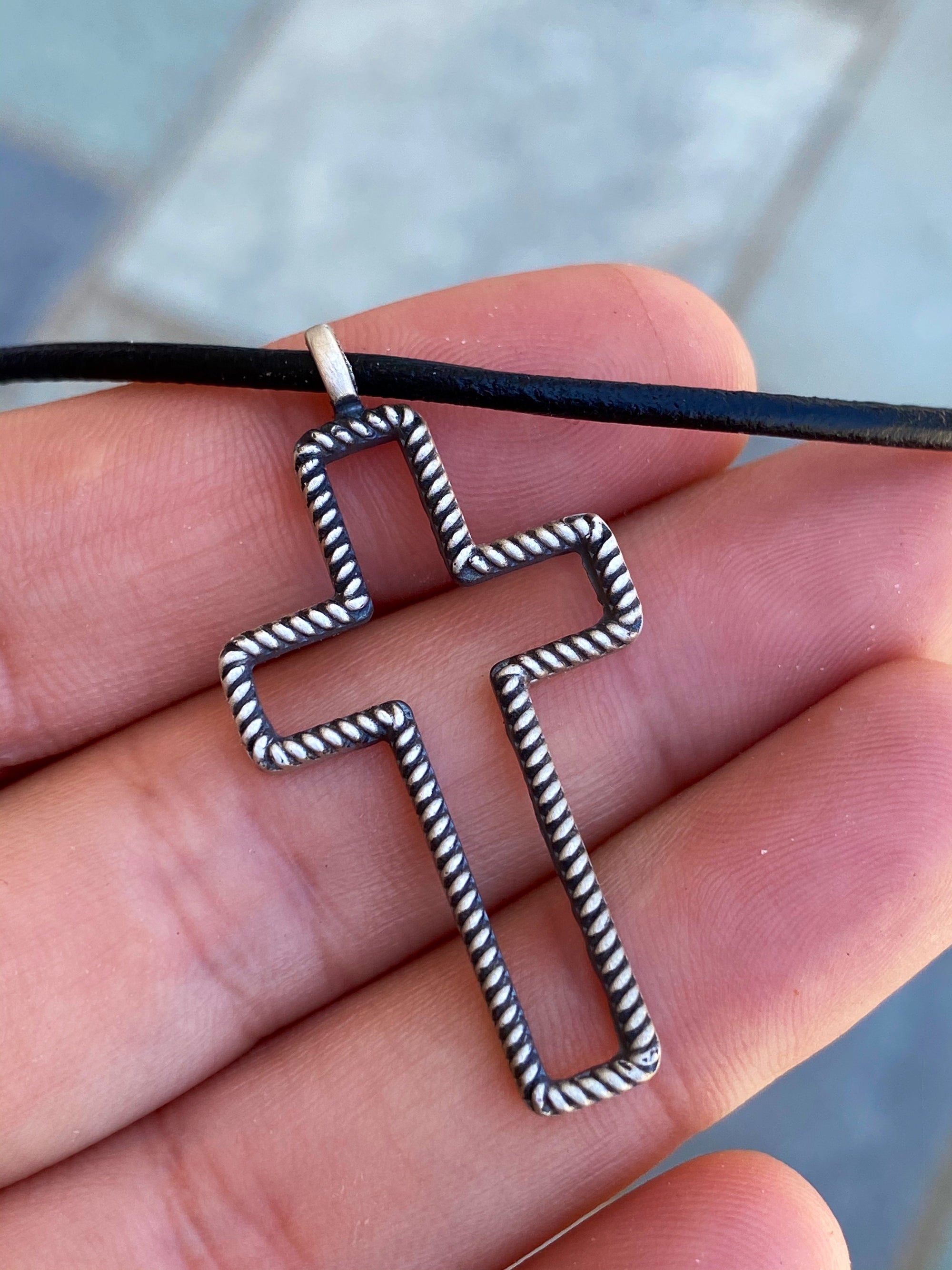 Silver cross necklace, large silver cross 