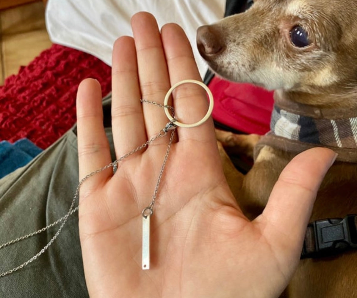 Silver Lariat necklace circle and line necklace