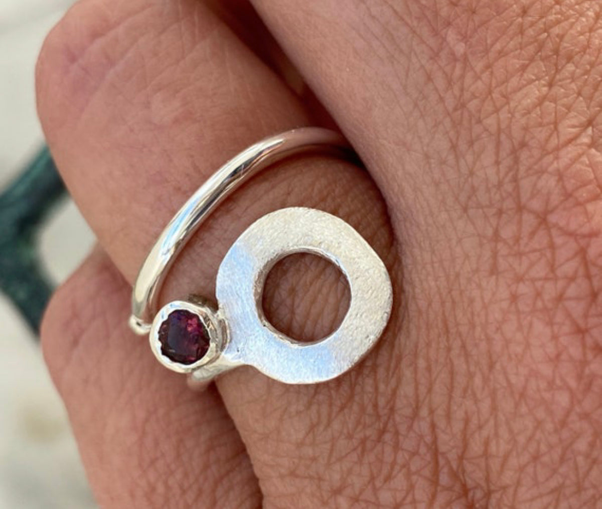 circle ring pink tourmaline ring