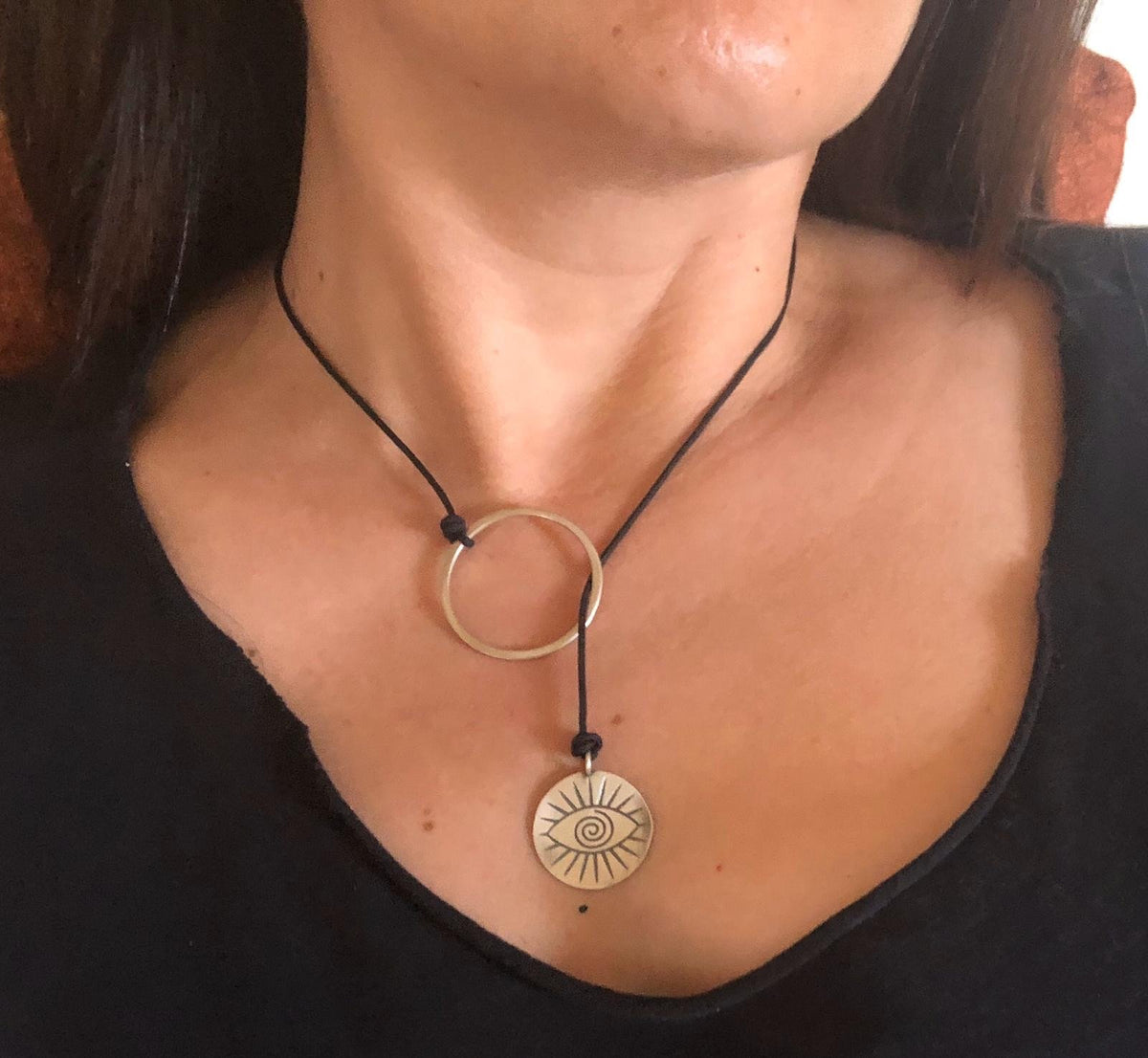 Evil eye Circle lariat necklace women’s fashion necklace