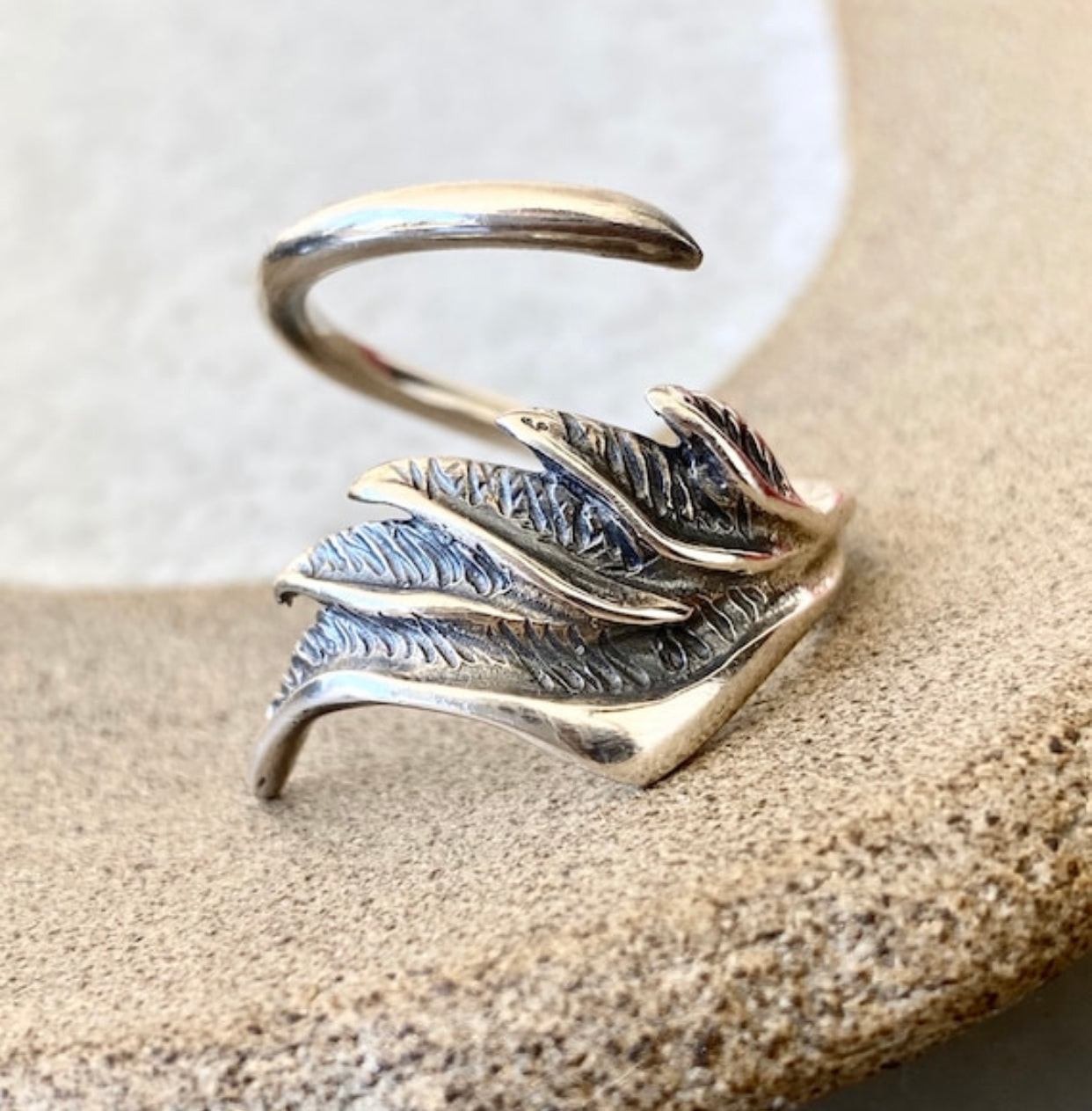 angel wing ring silver