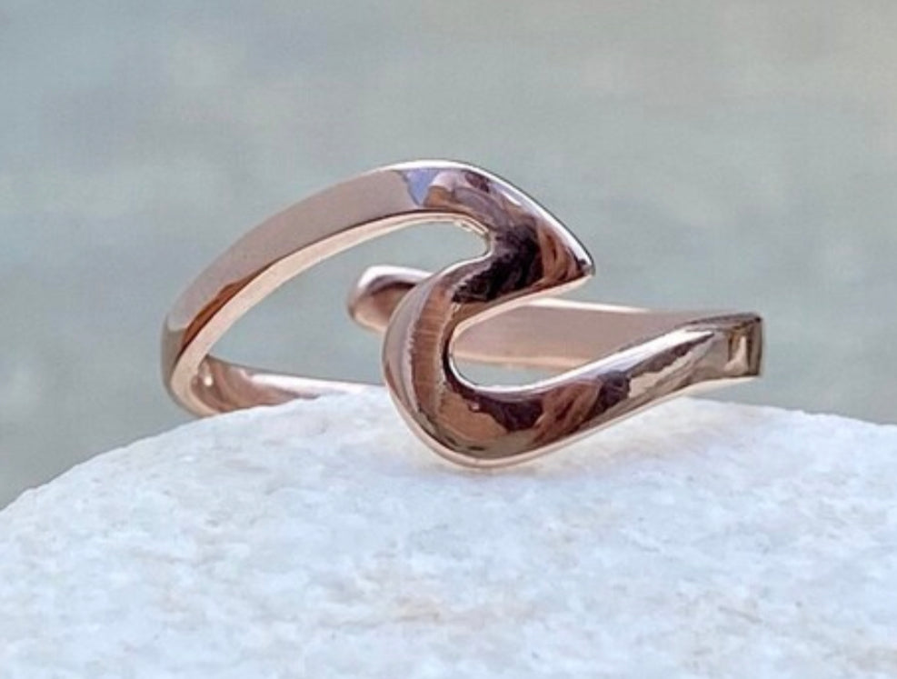 ocean wave ring, rose gold ring