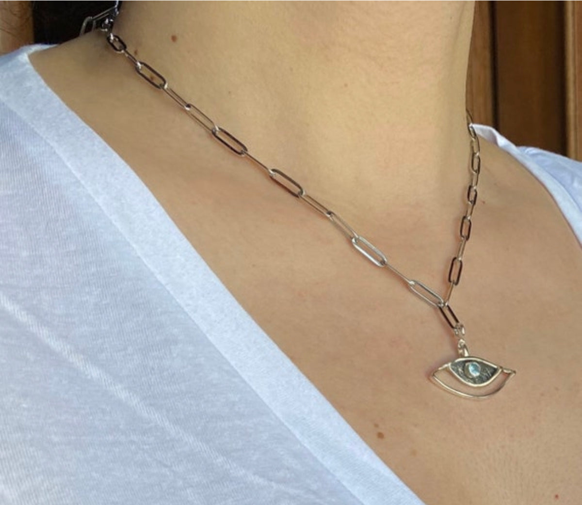 paperclip chain with evil eye