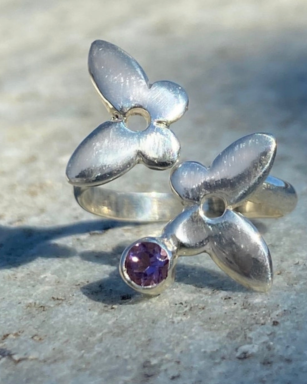 butterfly ring, amethyst ring, couple ring
