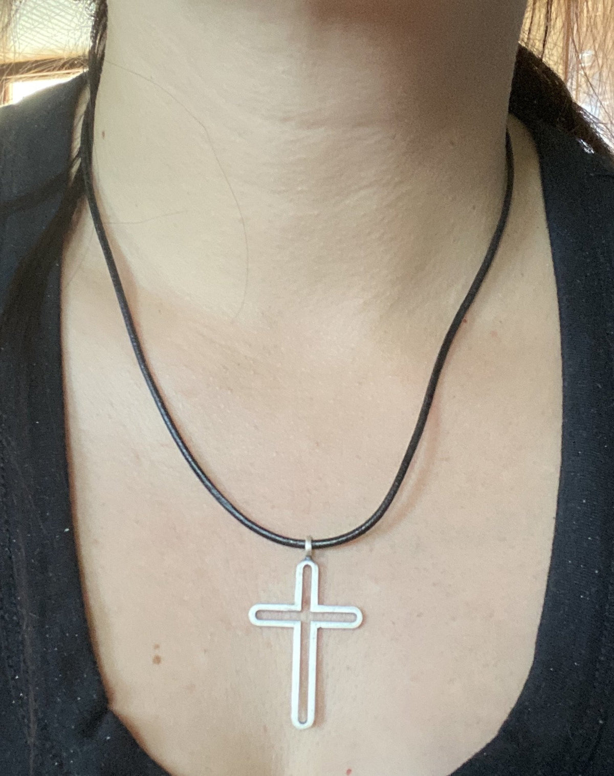 Silver cross necklace, modern silver cross 