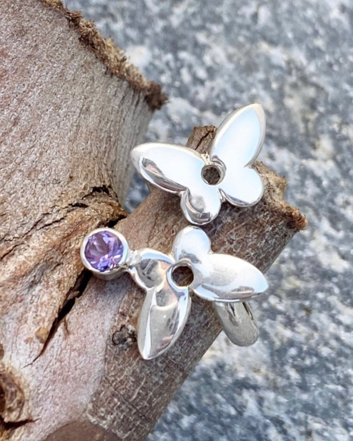 amethyst ring adjustable butterfly ring