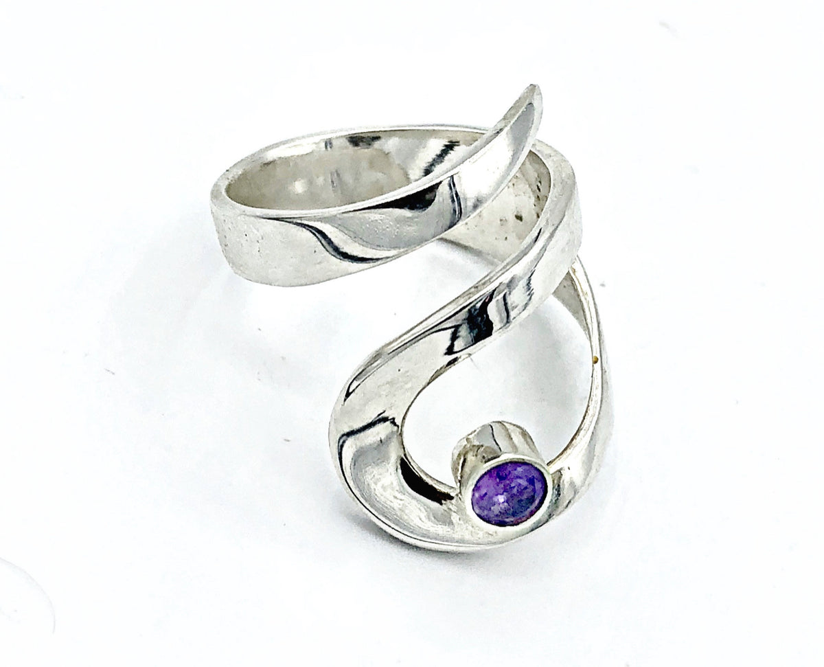 amethyst ring adjustable silver ring