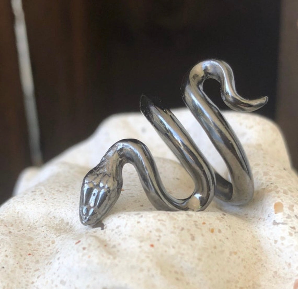 Black snake ring silver