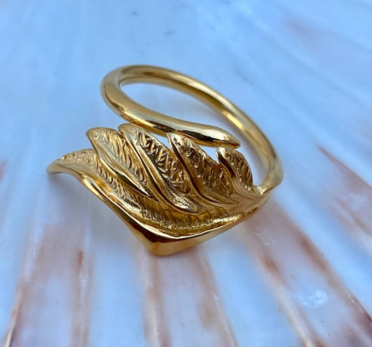 gold Angel wing ring 