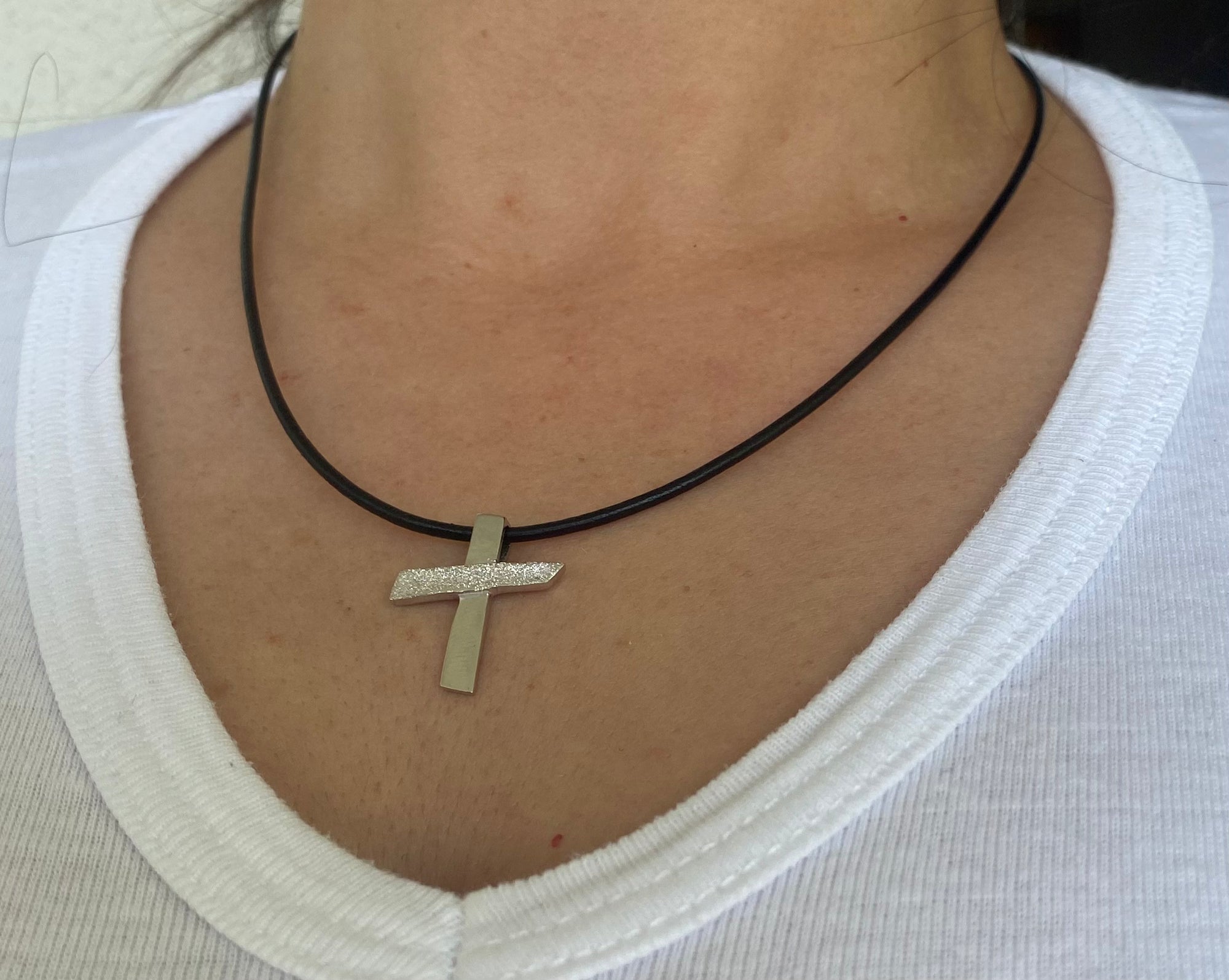 modern silver cross, abstract silver cross, designer silver cross