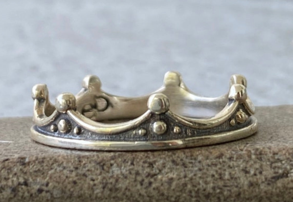 black and silver crown ring, tiny crown ring